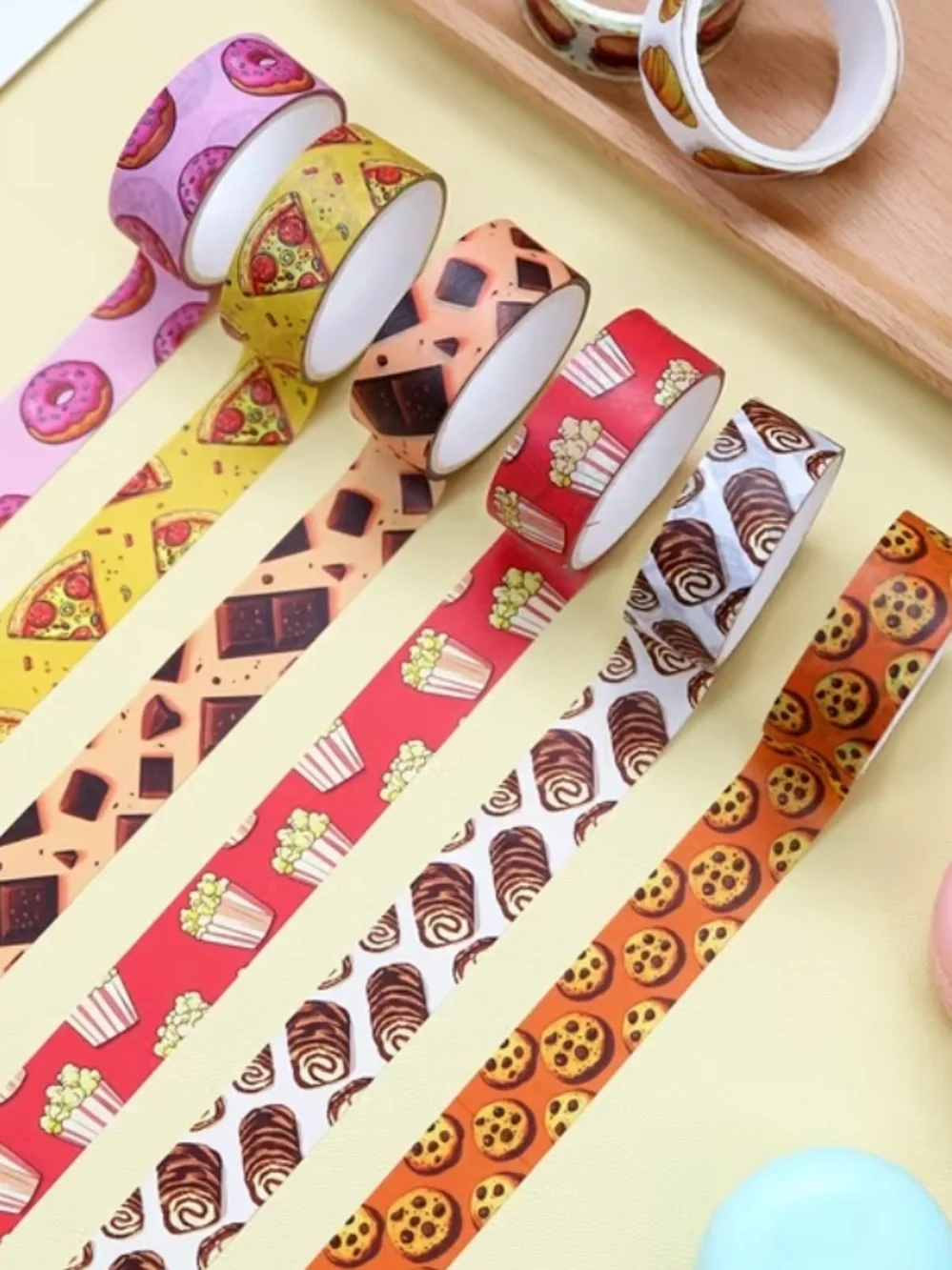 12 Rolls Cute Food Themed Washi Tape Set, Cartoon Yummy Dessert Decorative Tape